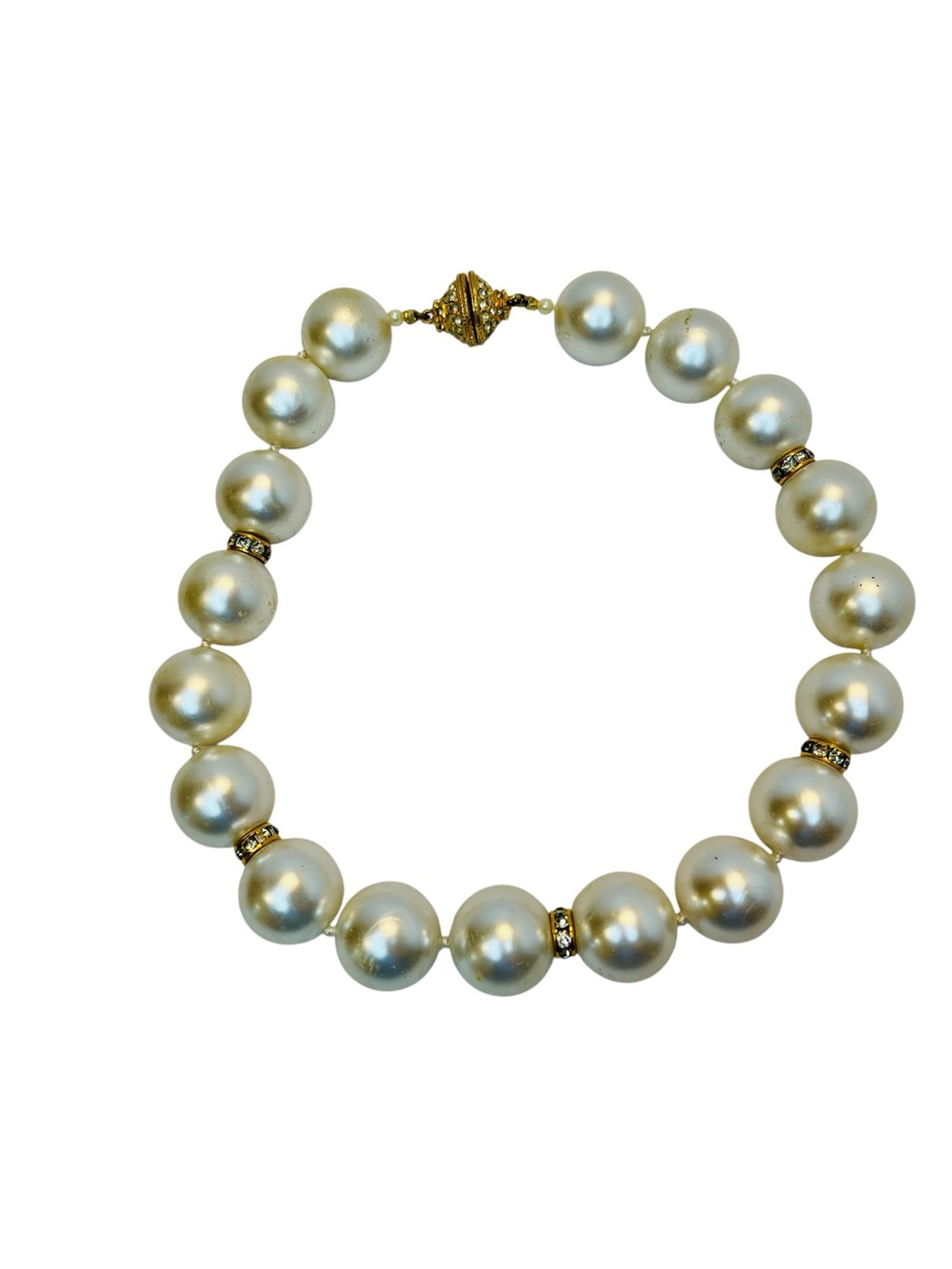 Lux Statement Pearl Necklace 17” Large Faux Pearls Classic Elegant